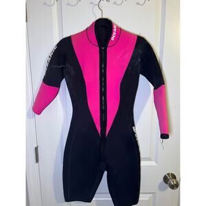 Oceanic Women's ML Wetsuit Shortie Pink/Black Front Zipper